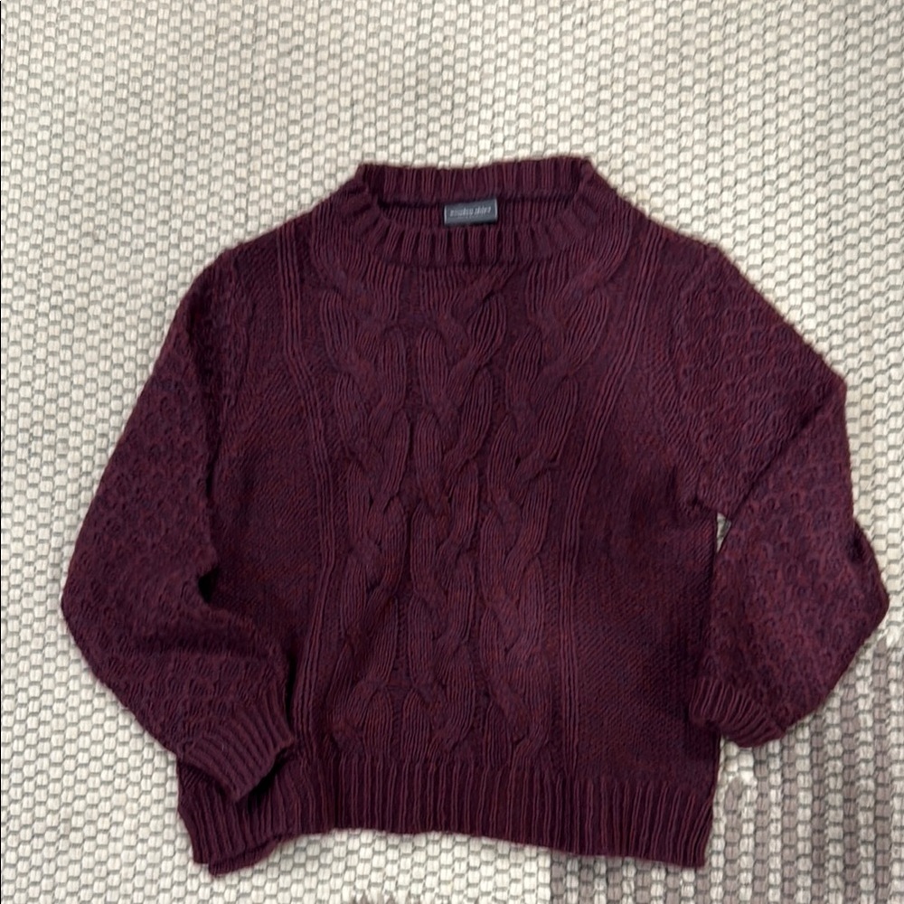 Wooden Ships Cable Knit Burgundy Sweater